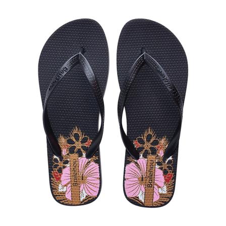 Sommarflip-flops tryckta PVC anti-halk flipflops lämpliga för inomhus- och utomhusbruk (svart) 39