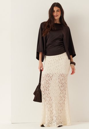 BUBBLEROOM-Lace Maxi Skirt-Cream