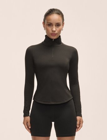 Casall Serene Half Zip Long Sleeve - Black - XL
