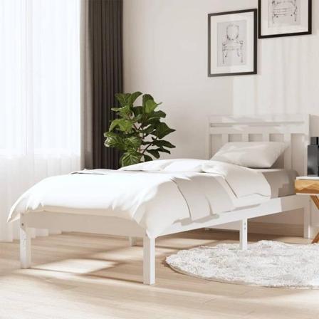 Vidaxl Sängram Vit Massiv Furu 100x200 Cm Vit