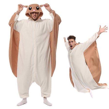 ELEIMOS Halloween Flyvende Egern Onesie til Kvinder Mænd Voksen Dyr Kigurumis Pyjamas Tegneserie Pyjamas Hjemmetøj Cosplay Kostume Høj Kvalitet