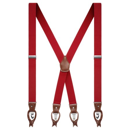 Vexel | Breite Rote verstellbare X-Rücken Hosenträger für Männer - Hosenträger mit Clips