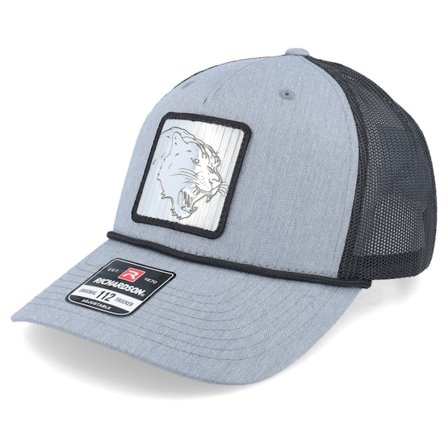 Iconic - Panther Silver Patch Heather Grey/Black Rope Trucker Trucker Grey Cap - @ Hatstore