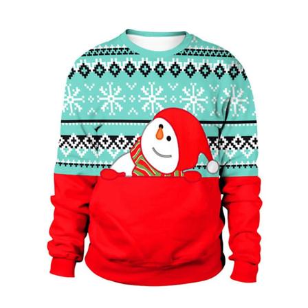 Par Juletrykt Langermet Genser Genser Menn Kvinner Julefest Crew Neck Nyhet Ugly Jumper Uformelle topper style 3 XL