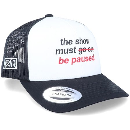 Fair - Bílá trucker Kšiltovka - Show Must Be Paused Retro Black/White Trucker @ Hatstore
