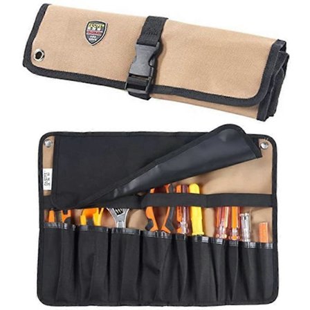 Verktøyveske/Bag/Vesker i Én Del, 10 Lommer, Verktøyholder, Rullende Oppbevaringspose, Sammenleggbar/Rullbar/Bærbar Ultimativ Verktøyrull for 