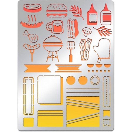 BBQ Journal Stensiler i Rustfritt Stål 5.5x7.5 tommer Mat og Dagbok Border Mønster Maleri Mal Journal Verktøy for Trebrenning Pyrografi Gravering DI