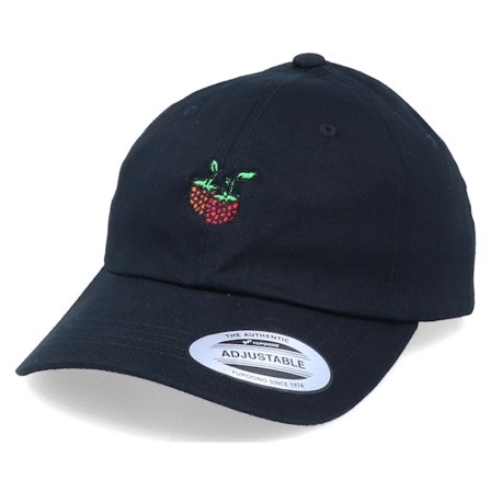 Iconic - Sort unconstructed Kasket - Raspberry Black Dad Cap @ Hatstore