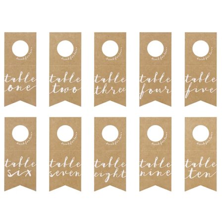Pöytänumero Pulloetiketit 1-10