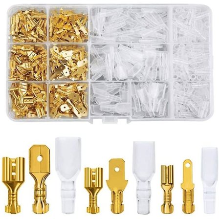 Messing Krympeklemmer 480 stk Elektrisk Krympesko 2.8/4.8/6.3mm Med Isolasjon
