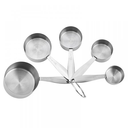Rustfrit Stål Målebæger - 5-delt Mål Bæger i Rustfrit Stål Med Opbevaringsring, Køkken 5-delt Rustfrit Stål Målebæger.(5PCS)