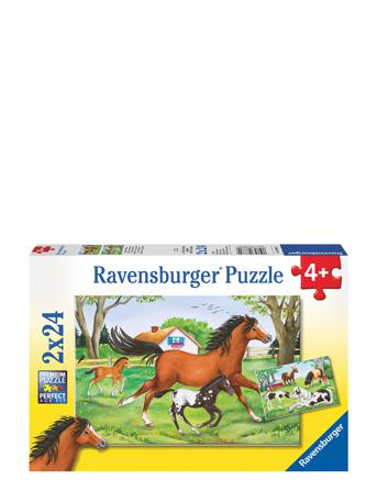 World Of Horses - 2X24P Toys Puzzles And Games Puzzles Classic Puzzles Multi/mønstret Ravensburger