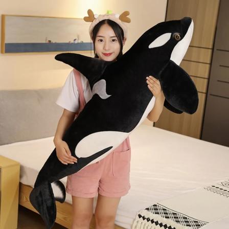 Simulering Stor storlek Späckhuggare Plyschleksaker Uppstoppade Orcinus Orca Fiskdocka Haj Tecknad Mjuk sömnkudde Barn Flickor Baby Present 1 75cm