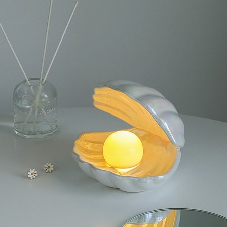 Shell Pearl Light Led Accent Lampe Bærbar Natlampe - hvid dontodent