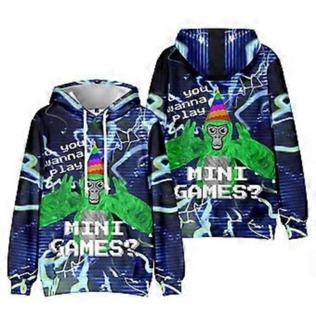 Ny Gorilla Tag 3D-trykk Genser for Gutter, Avslappet Baggy Hettestrikket Genser, Gamer Gave (10-11 År B)