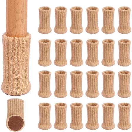 Khaki 24 PCS Stolbensokker Høy Elastisk Gulvbeskyttere Ikke Sl