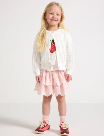 Lindex Skirt Flounces And Smock Embr - Pink - 110/116