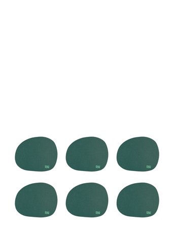 Aida Raw - Silicone Coaster Dark Green 12,2X10 Cm 6 Pcs. Pack - Green - ONE SIZE