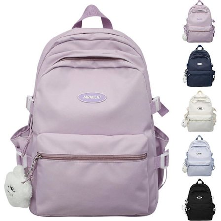 Kawaii-reppu söpöillä lisävarusteilla, rento esteettinen reppu, yksinkertainen kannettavan tietokoneen laukku, vedenpitävä matkareppu naisille, 