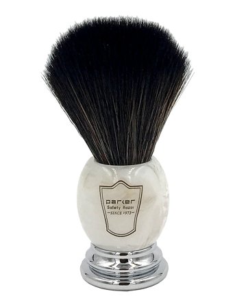 Parker Marbled Ivory Chrome Handle Black Synthetic Shave Bristle - Cream - ONE SIZE