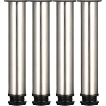 Justerbare ben - Højde 250 mm, tykke møbelben, justerbar højde 0-15 mm, bordben, møbelben, børstet rustfrit stål S