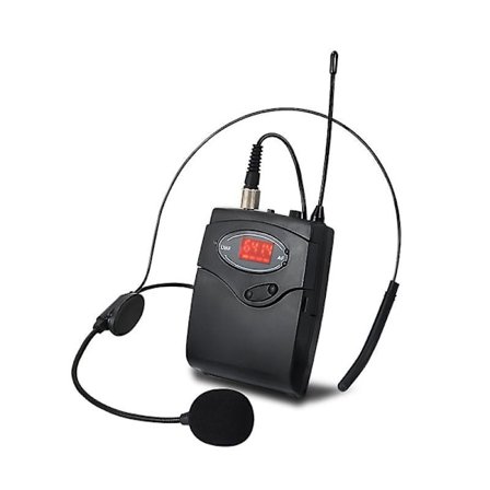 Trådlöst set med huvudplagg + Lavalier Lapel Mics Sändare Mottagare Uhf Frequency For