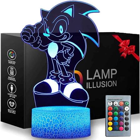16 V ri 3D Illuusio Sonic Y valo Siili Y valo, Anime P yt lamppu Kaukos timell Lasten Makuuhuoneen Koristelu, Crea