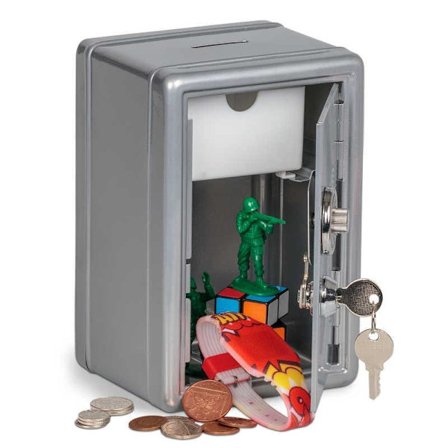 Mini Kassaskåp / Spargris - 18 cm Silver,y