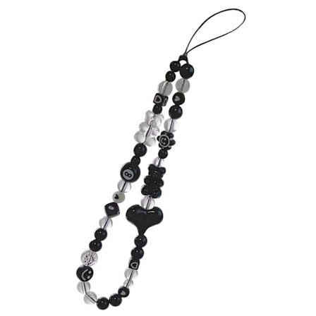 Telefon Charm Snore med Perler, Bjørn, Terninger - Håndlavet Håndledsrem til Telefon, Hjerteformet Telefon Snøre med Perler til Kvinder (h})