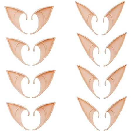 8 par fe-nissede alfe-ører, latex-nissede alfe-ører, cosplay-ører til cosplay, halloween, jul og enhver temafest
