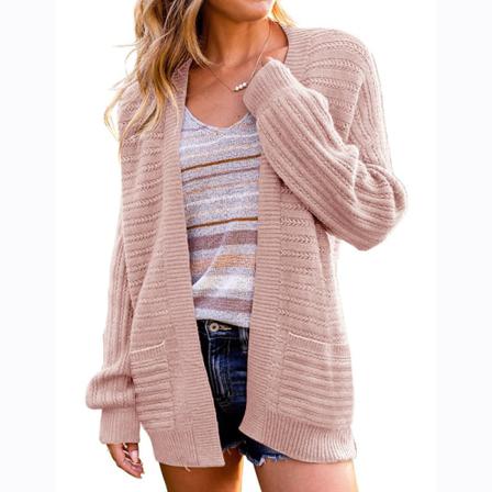 Kvinnor Plain Coat Öppen Front Cardigan Sweater