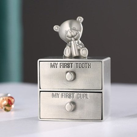 Min Første Tann og Mitt Første Lokk Oppbevaringsboks Organizer for Barn Nyfødt Baby Shower Gave Dåpsgave