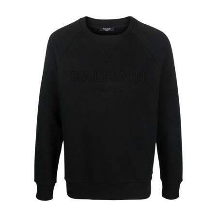 Balmain Debossed-Logo Jumper Sort, Herre Sweatshirts