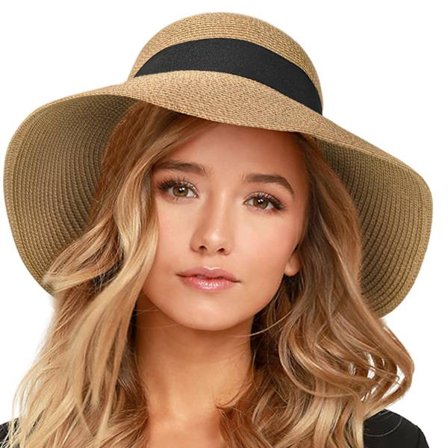 Dam solhattar UPF 50+ strandhatt halmhatt med bred brätte