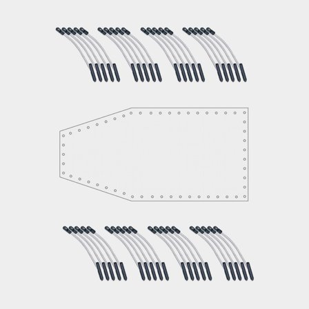 Lona para barco a medida NOCK Armor Pro Hexagon, reforzada con borde de ojales extra reforzado, 250 g / m², transparente, 8 x 14 metros + 40 ganchos 