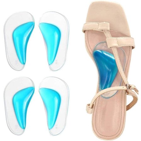 2 par gel, silikon ortopediske flate føtter ortotiske, innleggssåler plantar fasciitt sko bue støtte gel høyhælte innlegg puteputer for kvinner menn (