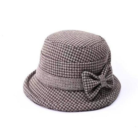 Dame Bowler Hat med Roll-Up Krem Vinter Retro Cloche Hat wit