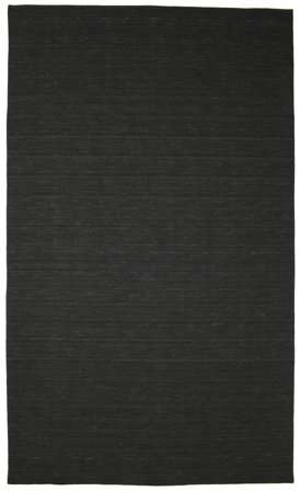 Jednobarwny Duży Kilim Loom Dywan - Czarny 300X500 Wełna