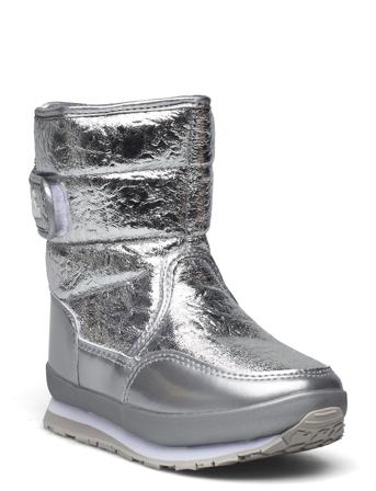 Rd Cracked Metallic Kids Vinterstøvler Pull On Sølv Rubber Duck