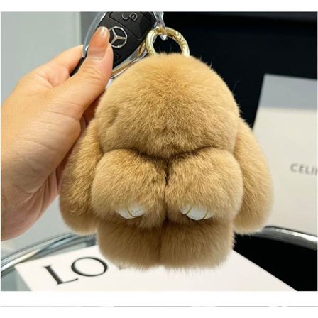 Blød Fluffy Kanin Nøglering Sød Plys Kanin Nøglering Plys Kanin Nøglering Kunstig Pels Nøglering Pompom Nøglering Dekoration