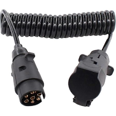 Förlängningskabel släpvagn spiralkabel 12 V släpvagnskabel 7-polig 3M släpvagnsadapter för bil husvagn husbil svart