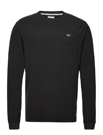 Tjm Waffle Snit Crew T-shirts Long-sleeved Svart Tommy Jeans