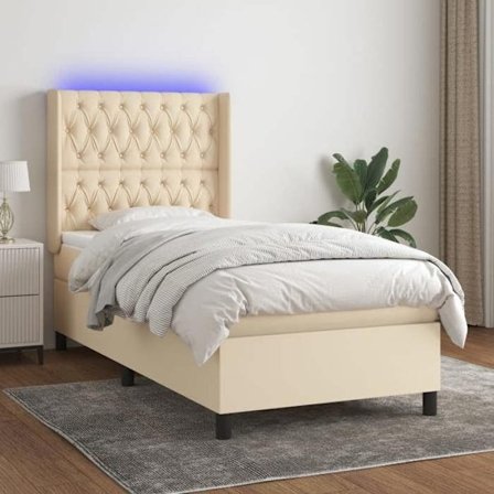 Maison Exclusive - Bund med lameller til seng madras og LED Creme 90x200 cm Stof