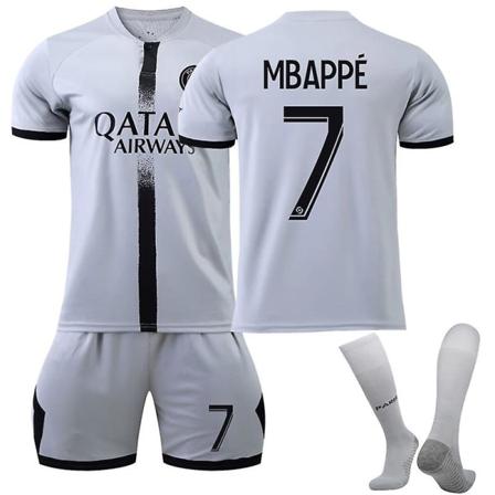 22/23 Par Barn Fotboll Borta tröja /messi/neymar Kits Fotbollströja Tränings T-shirt kostym - Mbappe 20 (110-120cm)