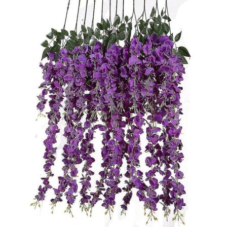 Keinotekoinen Silkki Wisteria Viiniköynnös Ratta Silkki Riippuva Kukka Hääkoriste, 6 kpl, (violetti)