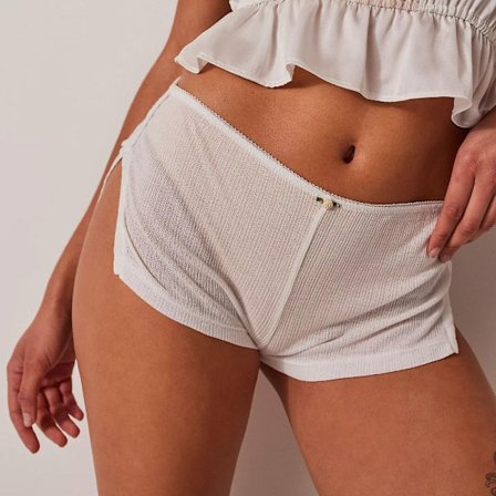Low Hight Split Shorts Leggings WHITE M