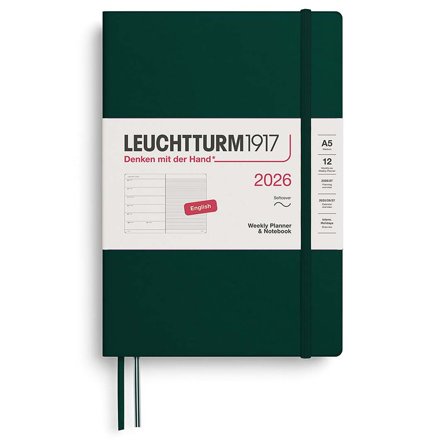 Leuchtturm1917 Kalender Weekly Planner & Notebook 2026 A5 Soft Cover Forest Green