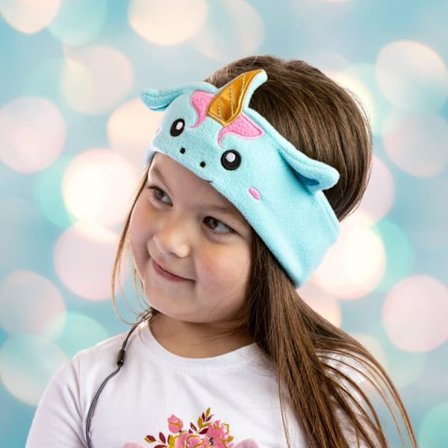 Hörlurar med huvudband - Volymbegränsade barnhörlurar med tunna högtalare & supermjukt fleece-huvudband - Whatif Monster