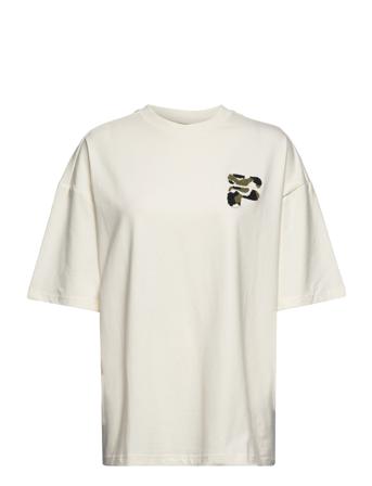Cottens Dropped Shoulder Tee T-shirt Top Creme FILA