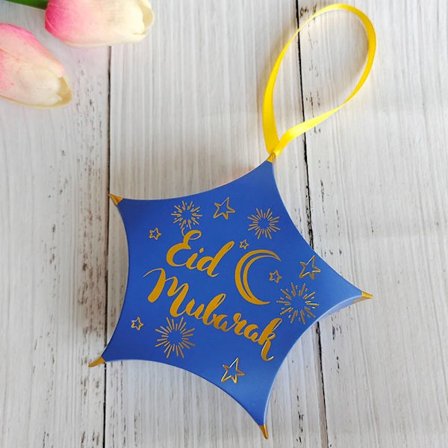 10 stk Eid Mubarak Godteri- og Sjokoladebokser Gavepakning Blå